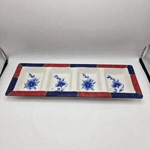 222 Fifth‎ Imari Divided Serving Tray 4 Section Appetizer Relish Dish